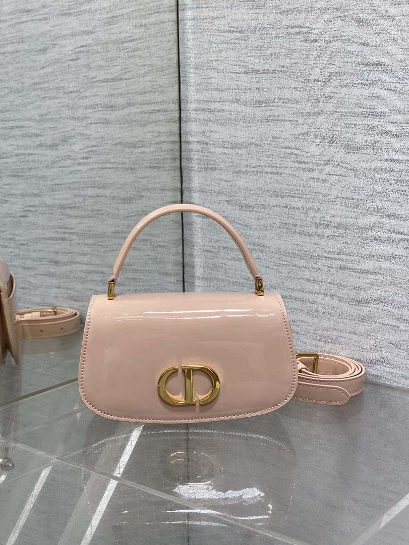 Dior M9370 Small 30 Montaigne Avenue Top Handle Bag Light Pink Patent leather