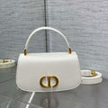 Dior M9370 Small 30 Montaigne Avenue Top Handle Bag White Ribbed Calfskin - Default Title - View 1