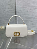 Dior M9370 Small 30 Montaigne Avenue Top Handle Bag White Ribbed Calfskin