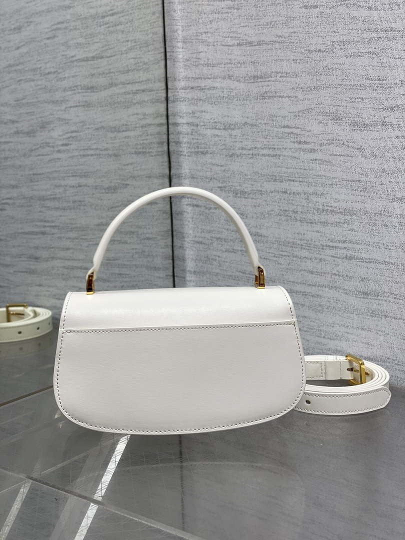 Dior M9370 Small 30 Montaigne Avenue Top Handle Bag White Ribbed Calfskin