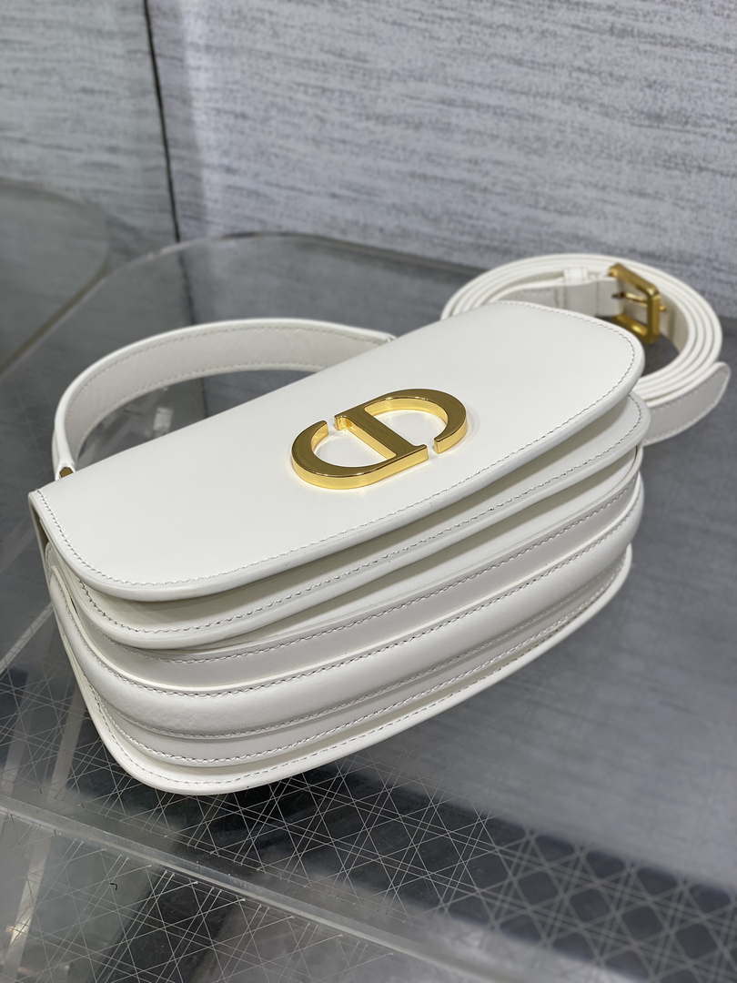 Dior M9370 Small 30 Montaigne Avenue Top Handle Bag White Ribbed Calfskin