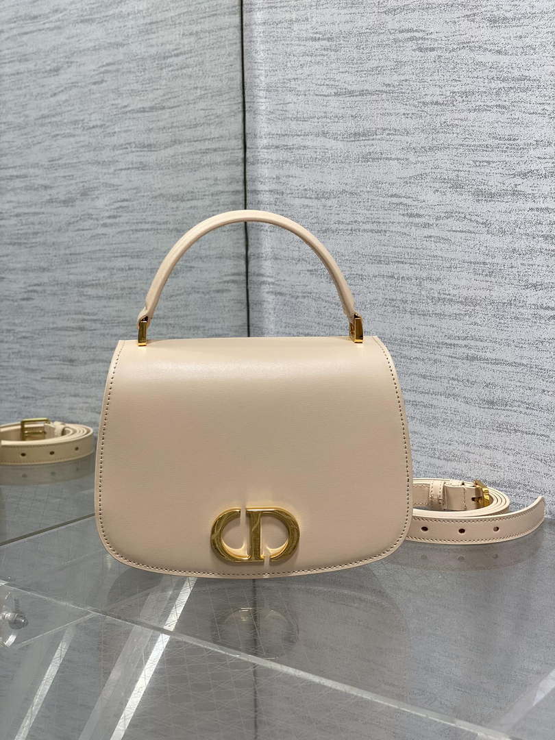 Dior M9371 Medium 30 Montaigne Avenue Top Handle Bag Apricot Ribbed Calfskin