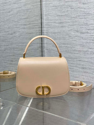 Dior M9371 Medium 30 Montaigne Avenue Top Handle Bag Apricot Ribbed Calfskin - Default Title - View 1