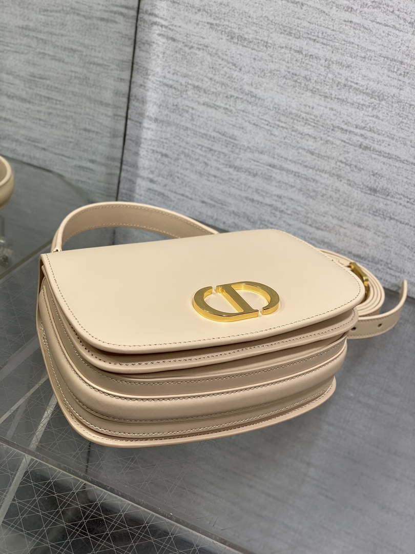 Dior M9371 Medium 30 Montaigne Avenue Top Handle Bag Apricot Ribbed Calfskin