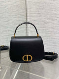 Dior M9371 Medium 30 Montaigne Avenue Top Handle Bag Black Ribbed Calfskin