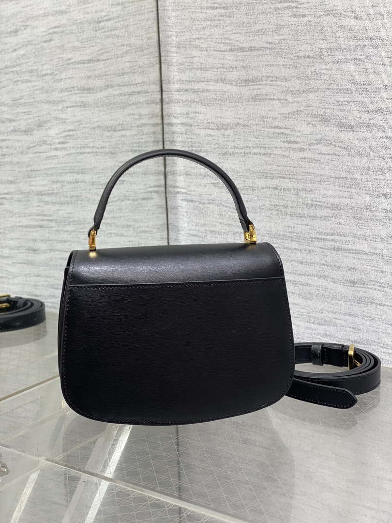 Dior M9371 Medium 30 Montaigne Avenue Top Handle Bag Black Ribbed Calfskin