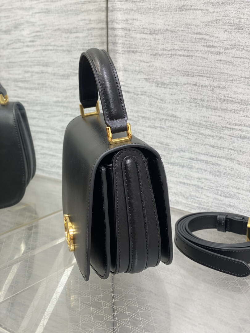 Dior M9371 Medium 30 Montaigne Avenue Top Handle Bag Black Ribbed Calfskin