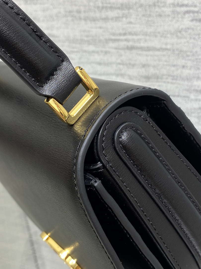 Dior M9371 Medium 30 Montaigne Avenue Top Handle Bag Black Ribbed Calfskin