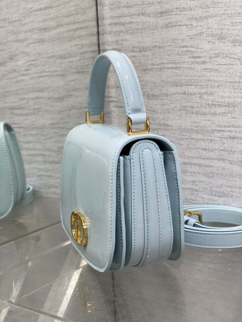 Dior M9371 Medium 30 Montaigne Avenue Top Handle Bag Blue Patent leather