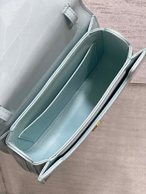 Dior M9371 Medium 30 Montaigne Avenue Top Handle Bag Blue Patent leather - Default Title - View 7
