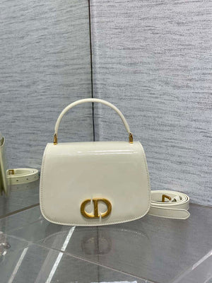 Dior M9371 Medium 30 Montaigne Avenue Top Handle Bag Beige Patent leather - Default Title - View 1