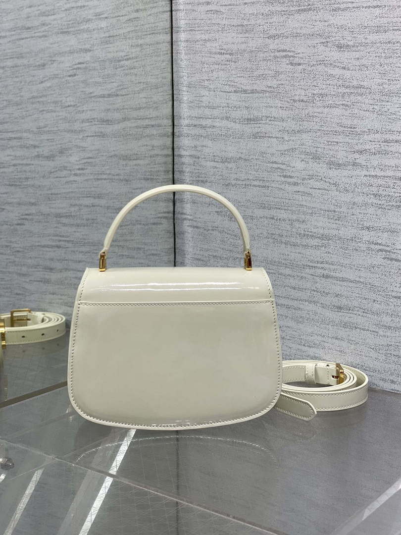 Dior M9371 Medium 30 Montaigne Avenue Top Handle Bag Beige Patent leather