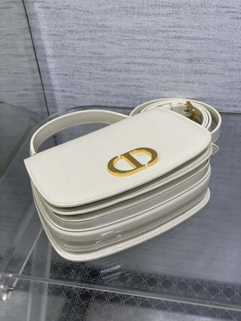 Dior M9371 Medium 30 Montaigne Avenue Top Handle Bag Beige Patent leather