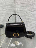 Dior M9371 Medium 30 Montaigne Avenue Top Handle Bag Black Patent leather