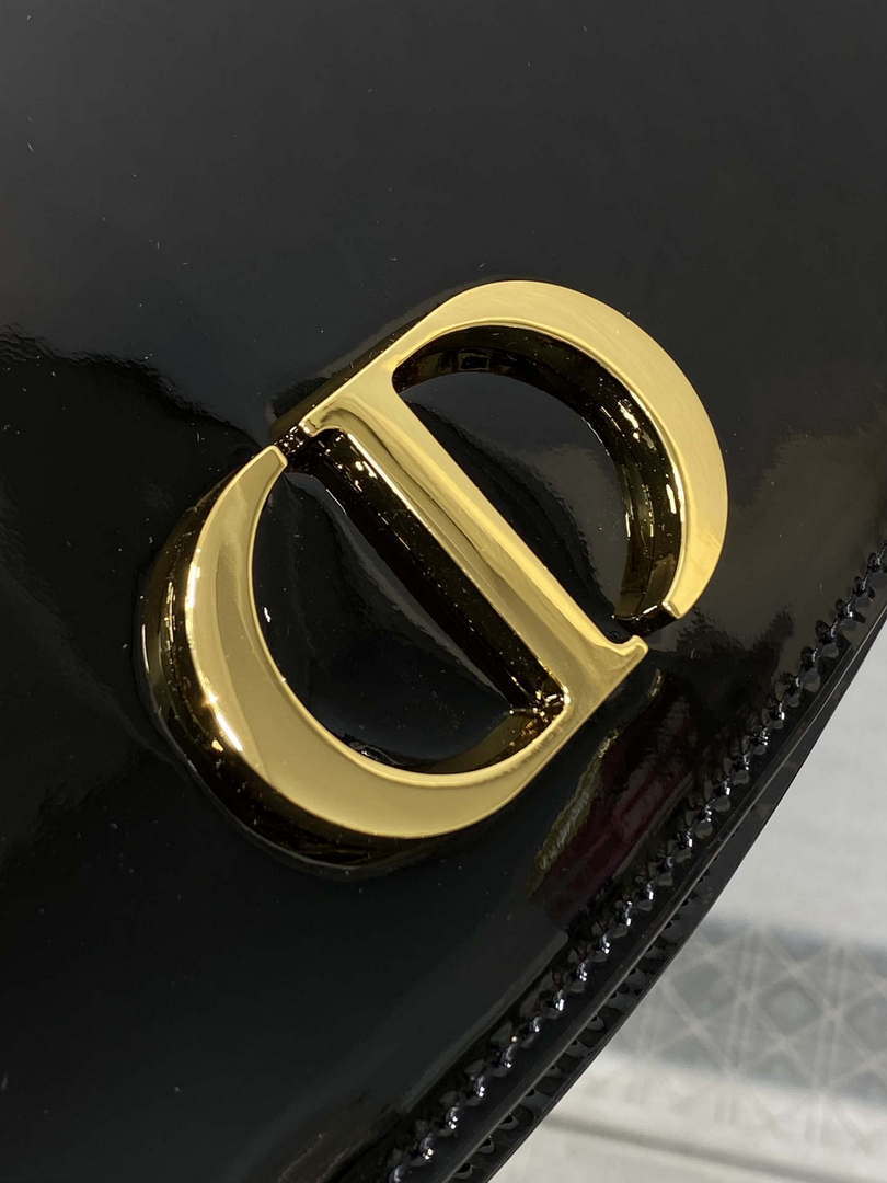 Dior M9371 Medium 30 Montaigne Avenue Top Handle Bag Black Patent leather