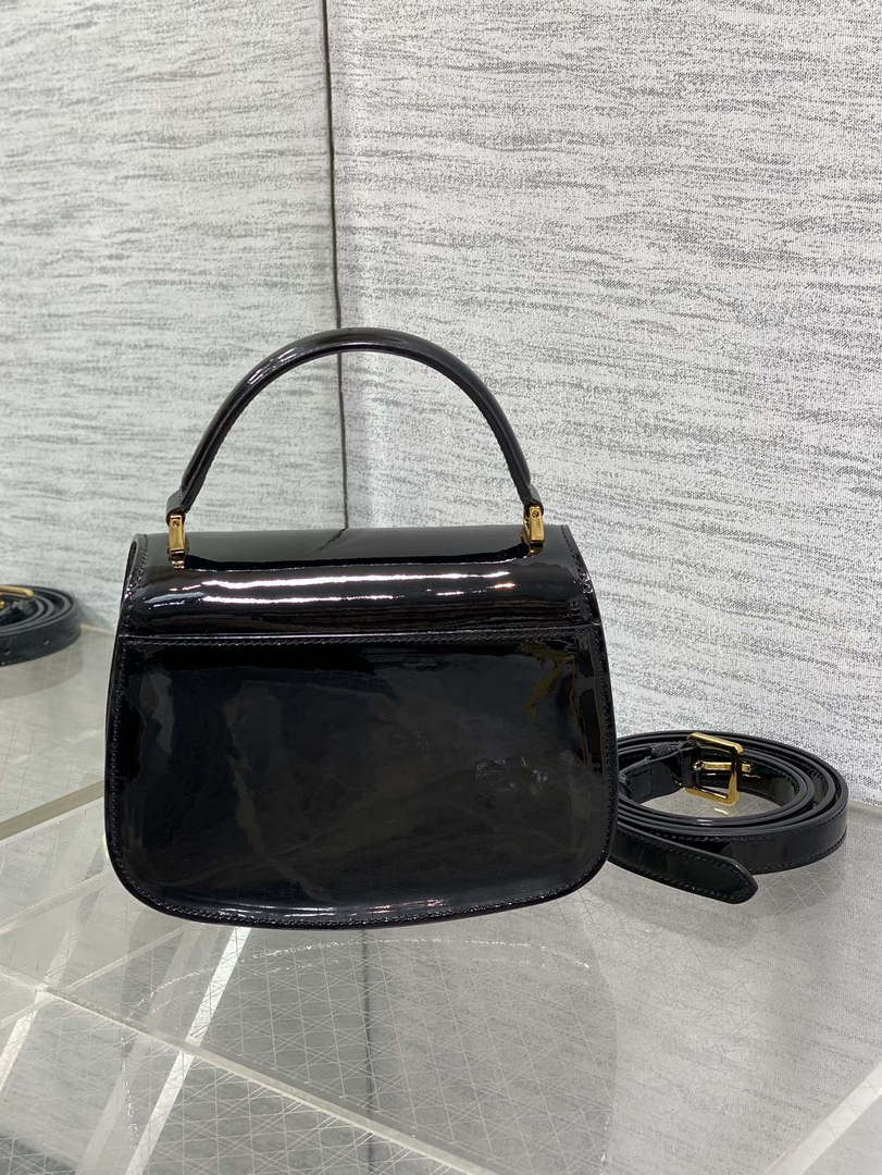 Dior M9371 Medium 30 Montaigne Avenue Top Handle Bag Black Patent leather