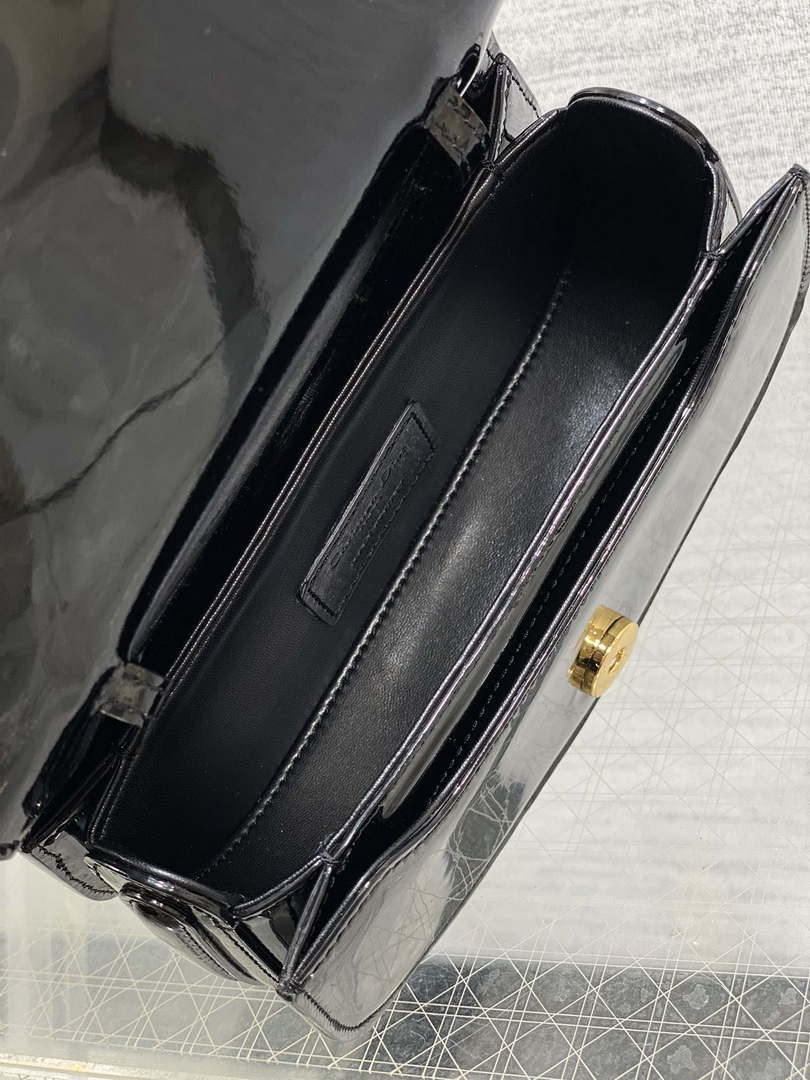Dior M9371 Medium 30 Montaigne Avenue Top Handle Bag Black Patent leather