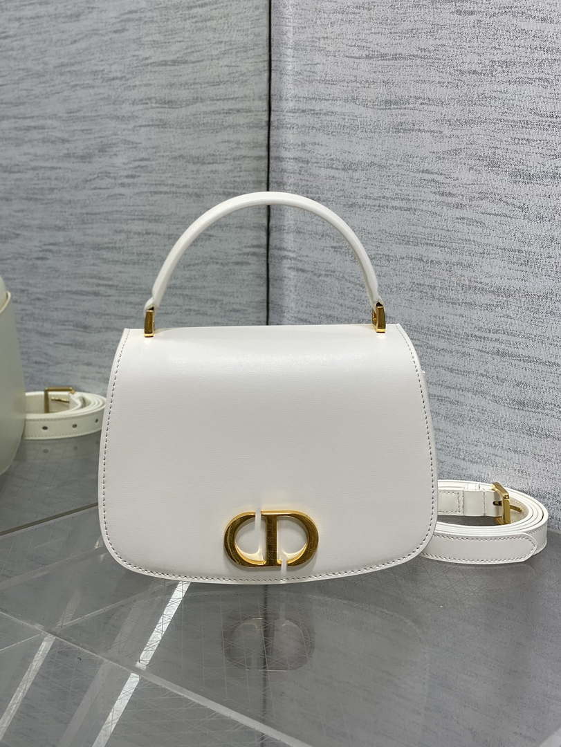 Dior M9371 Medium 30 Montaigne Avenue Top Handle Bag Beige Ribbed Calfskin