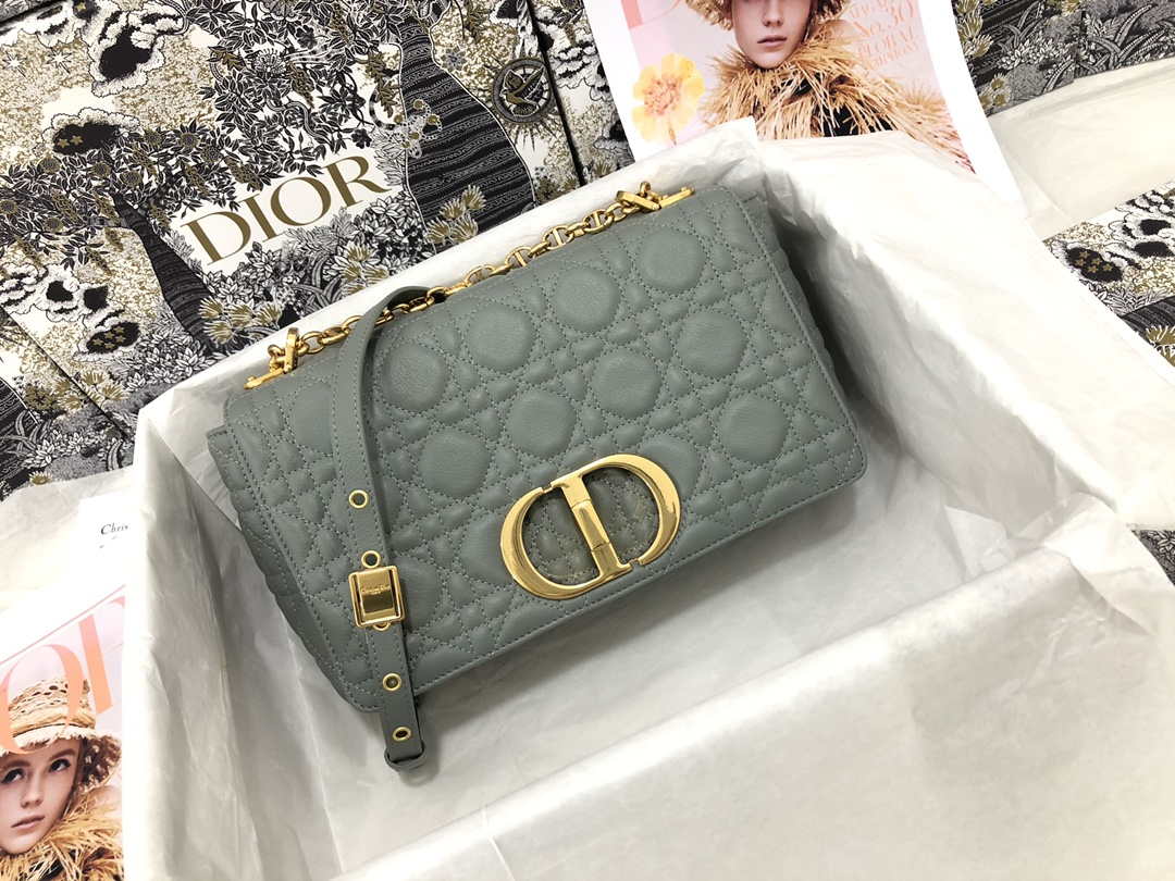 Dior Medium Caro Bag Calfskin M9242 Gray - Default Title - View 1
