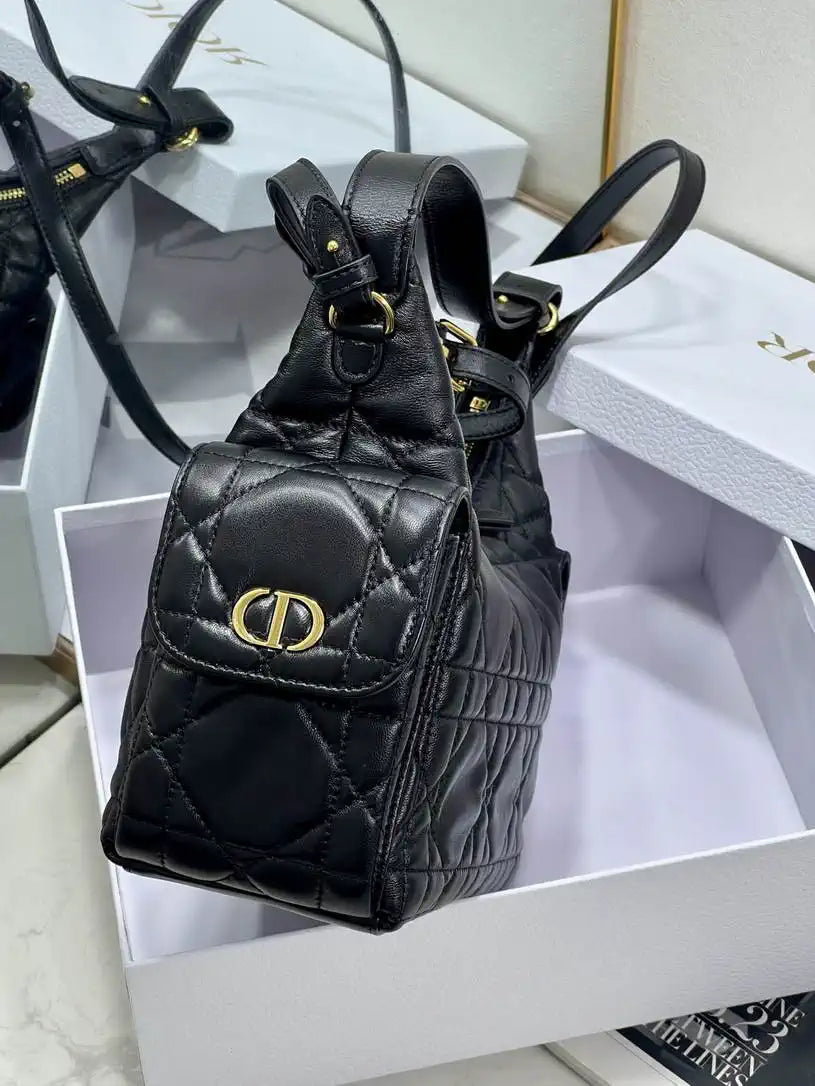 Dior Medium D-Dream Bag M6323 Black Macrocannage Lambskin