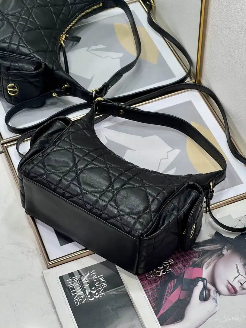 Dior Medium D-Dream Bag M6323 Black Macrocannage Lambskin