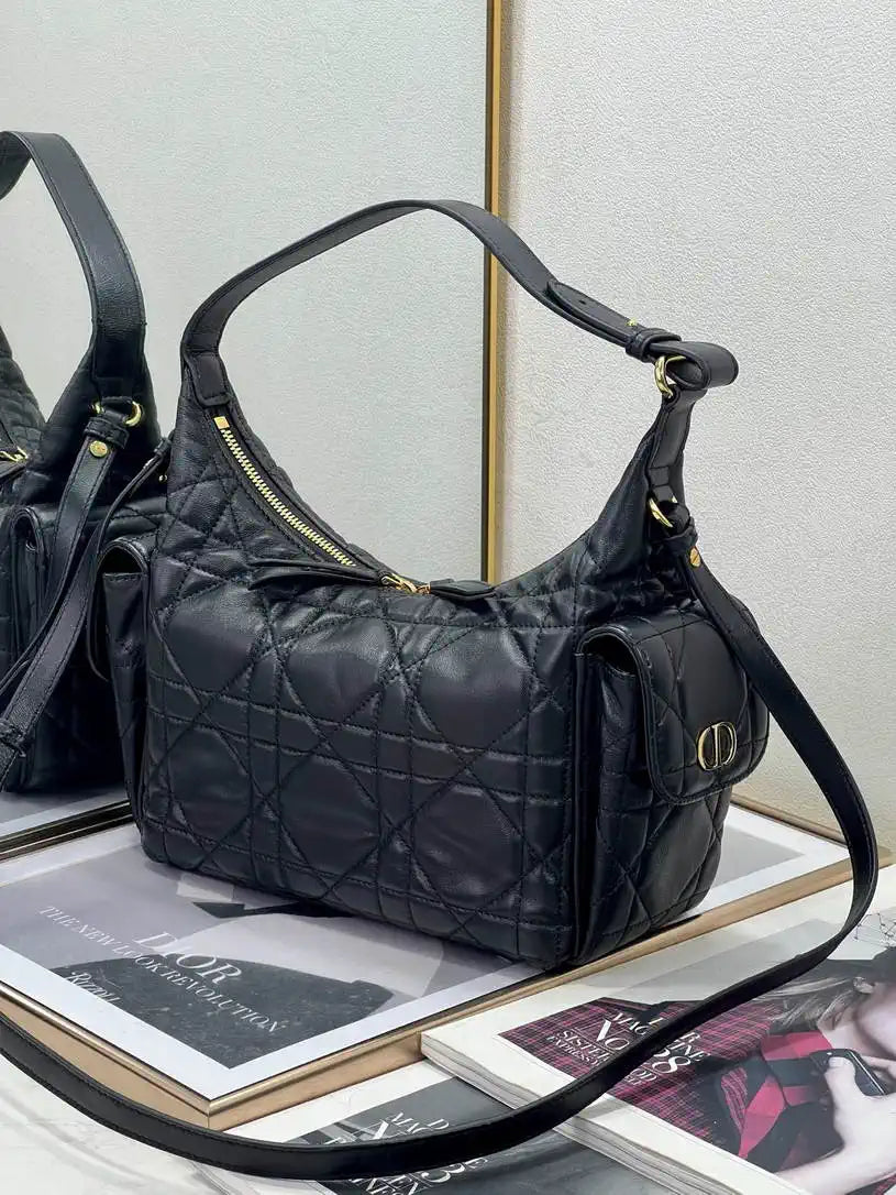 Dior Medium D-Dream Bag M6323 Black Macrocannage Lambskin