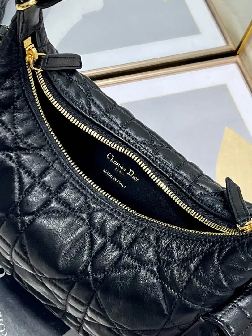 Dior Medium D-Dream Bag M6323 Black Macrocannage Lambskin