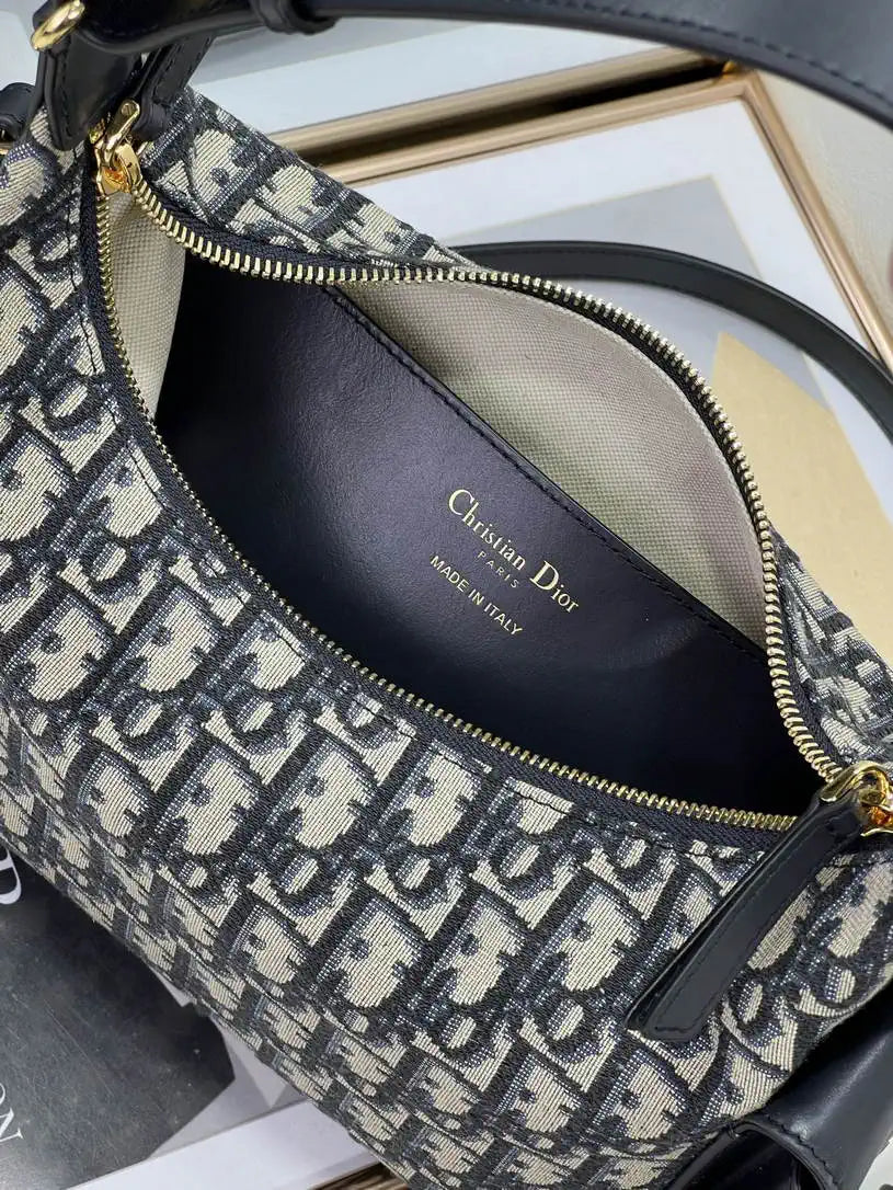 Dior Medium D-Dream Bag M6323 Blue Dior Oblique Jacquard and Smooth Calfskin