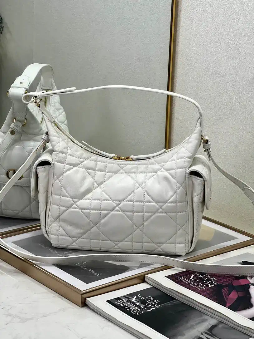Dior Medium D-Dream Bag M6323 White Macrocannage Lambskin