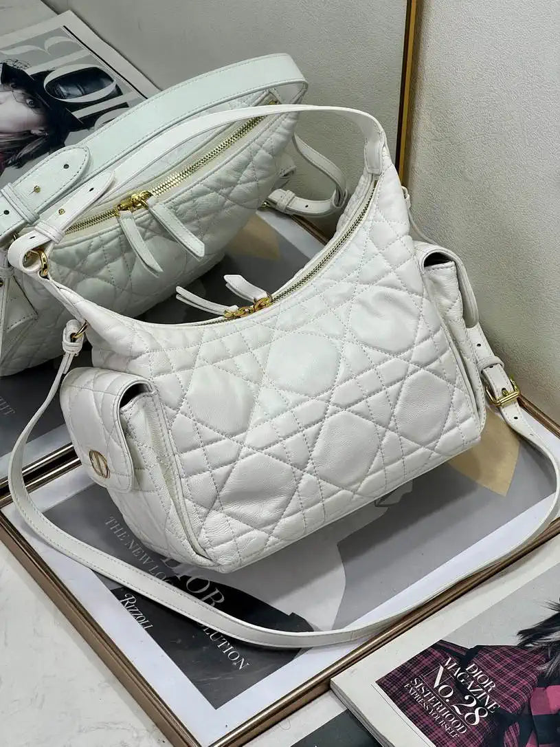 Dior Medium D-Dream Bag M6323 White Macrocannage Lambskin