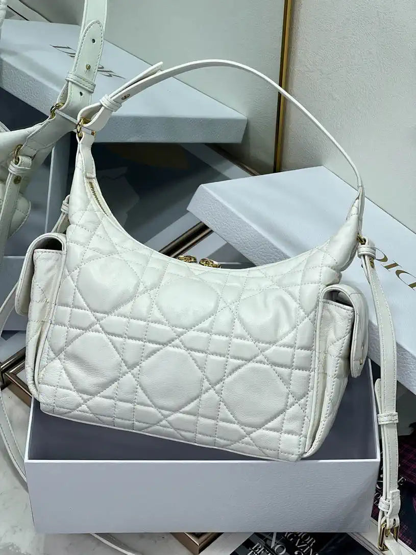 Dior Medium D-Dream Bag M6323 White Macrocannage Lambskin