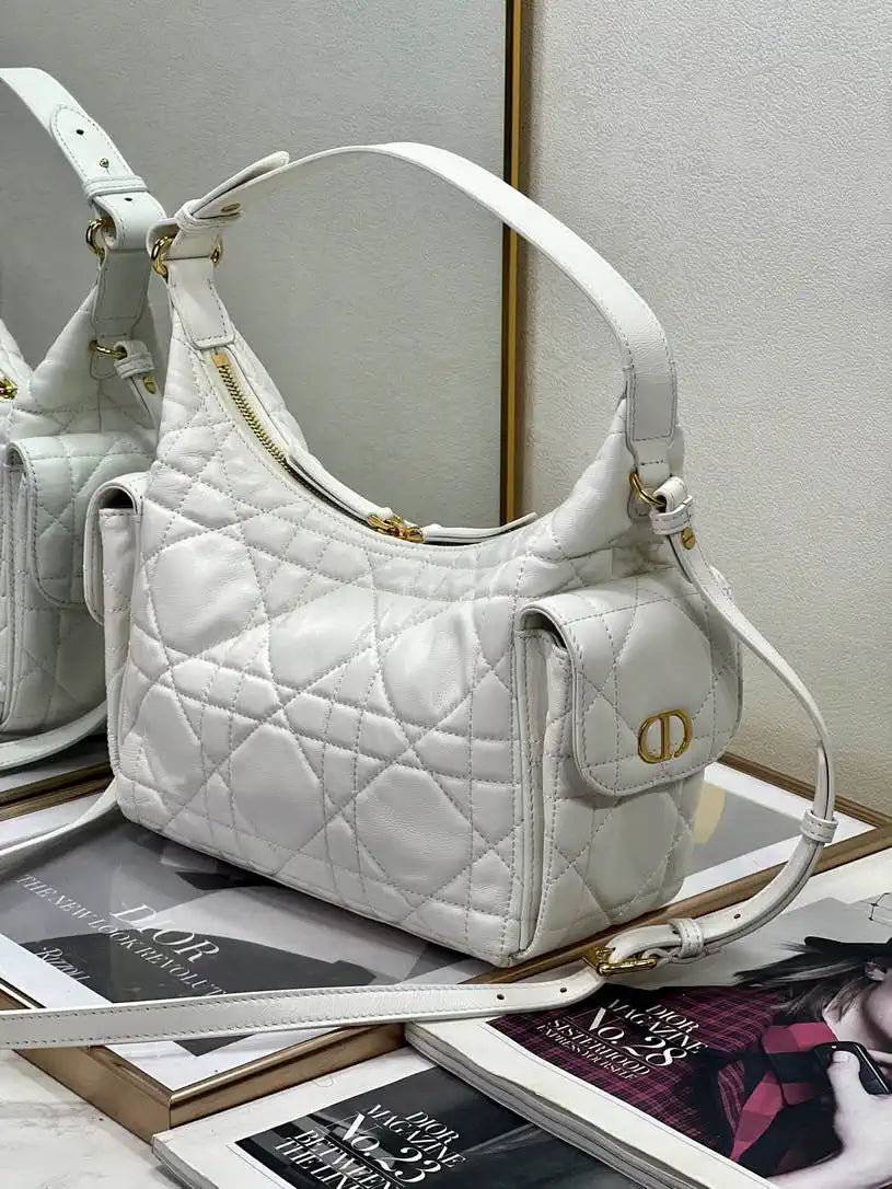 Dior Medium D-Dream Bag M6323 White Macrocannage Lambskin