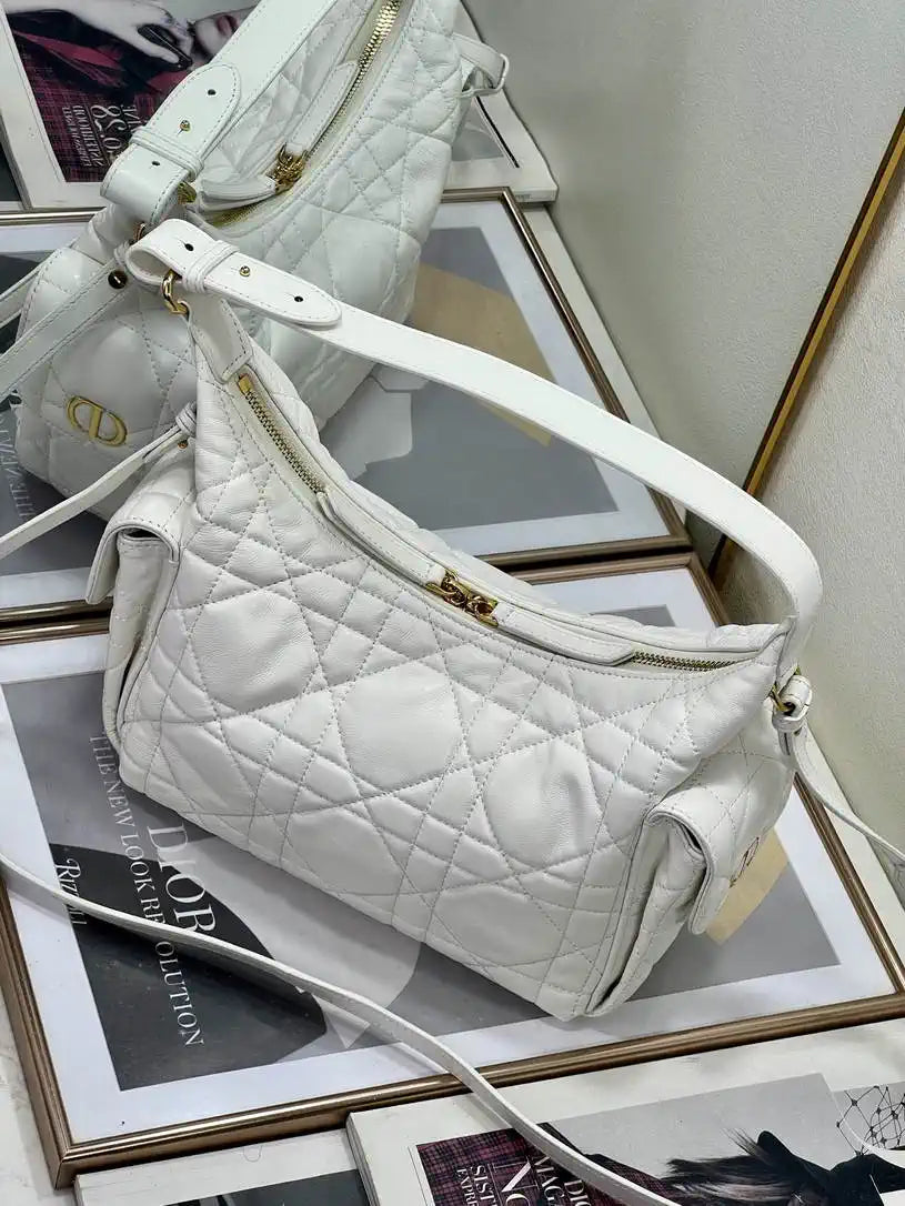 Dior Medium D-Dream Bag M6323 White Macrocannage Lambskin