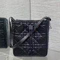 Dior Medium D-Motion Bag M2852 Black Macrocannage Crinkled Calfskin