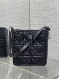 Dior Medium D-Motion Bag M2852 Black Macrocannage Crinkled Calfskin