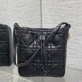 Dior Medium D-Motion Bag M2852 Black Macrocannage Lambskin