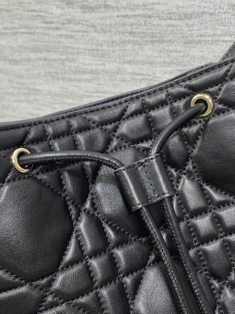 Dior Medium D-Motion Bag M2852 Black Macrocannage Lambskin