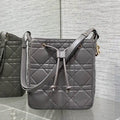 Dior Medium D-Motion Bag M2852 Gray Macrocannage Lambskin