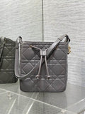 Dior Medium D-Motion Bag M2852 Gray Macrocannage Lambskin