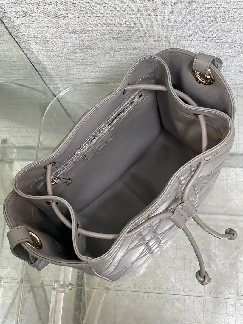 Dior Medium D-Motion Bag M2852 Gray Macrocannage Lambskin