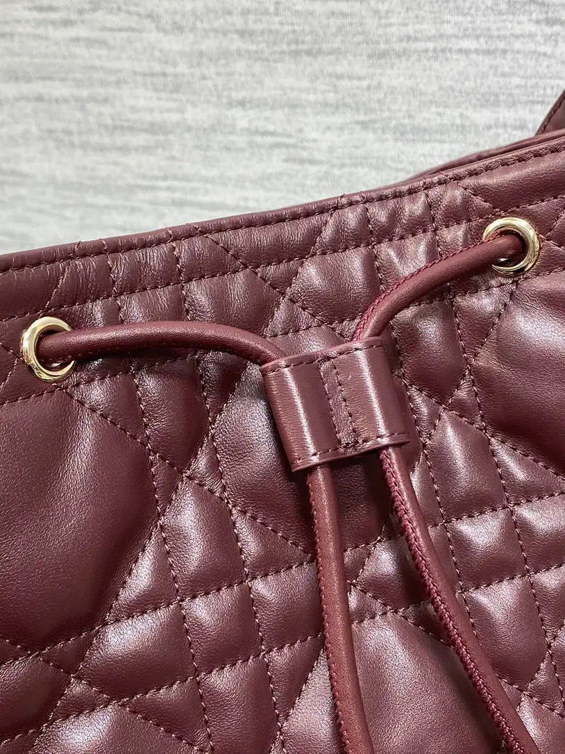 Dior Medium D-Motion Bag M2852 Wine Red Macrocannage Lambskin