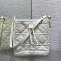 Dior Medium D-Motion Bag M2852 White Macrocannage Lambskin