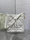 Dior Medium D-Motion Bag M2852 White Macrocannage Lambskin