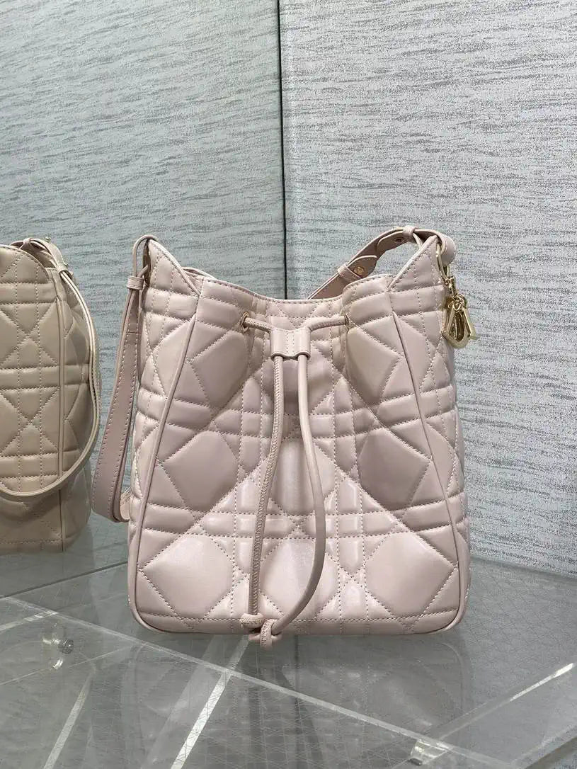 Dior Medium D-Motion Bag M2852 Pink Macrocannage Lambskin