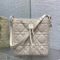 Dior Medium D-Motion Bag M2852 Ivory Macrocannage Lambskin