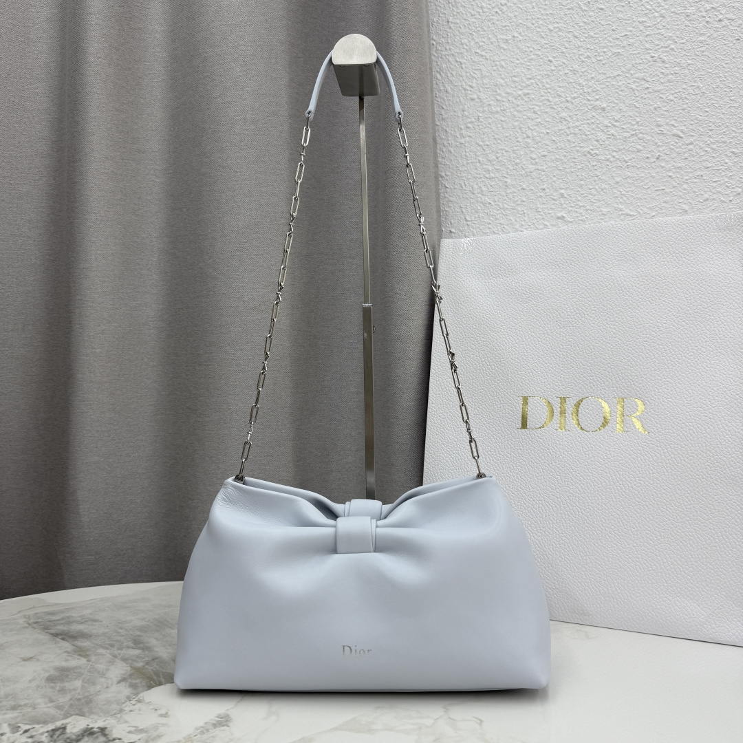 Dior Medium Dior Bow Bag M0714OUQO_M900 Light Blue Lambskin