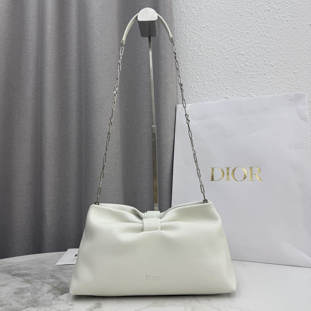 Dior Medium Dior Bow Bag M0714OUQO_M900 White Lambskin - Default Title - View 1