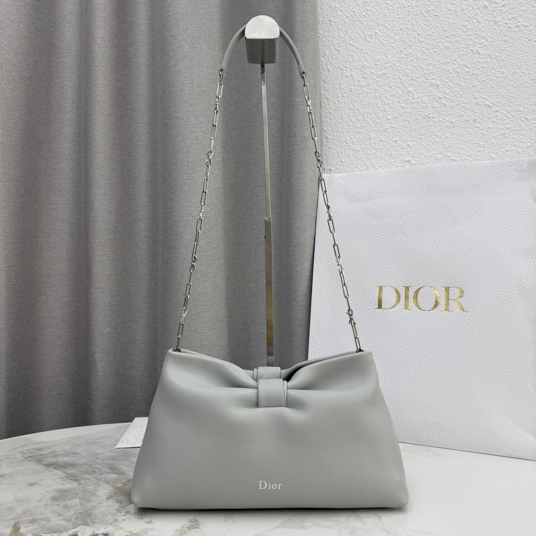 Dior Medium Dior Bow Bag M0714OUQO_M900 Gray Lambskin