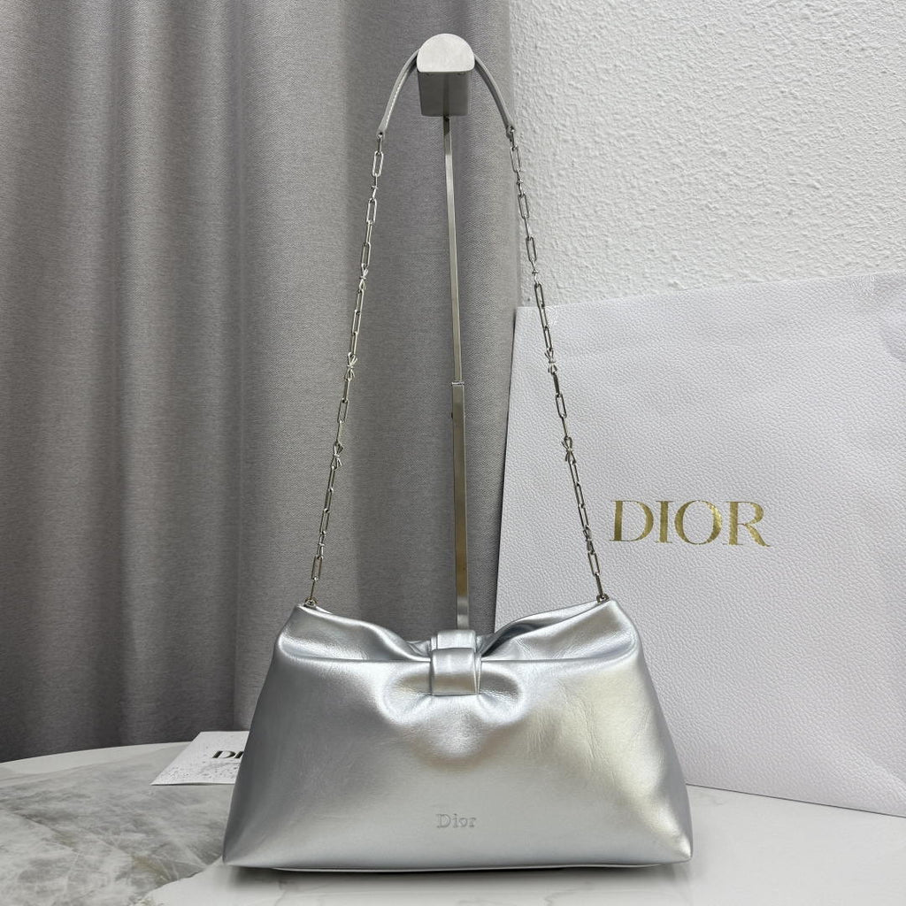 Dior Medium Dior Bow Bag M0714OUQO_M900 Silver Lambskin