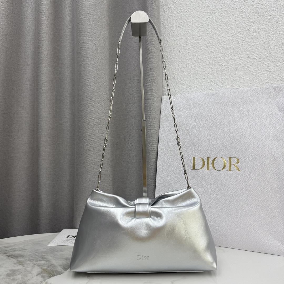 Dior Medium Dior Bow Bag M0714OUQO_M900 Silver Lambskin - Default Title - View 1